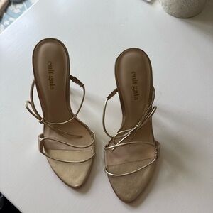 Cult Gaia Gold Heels Sleek Design